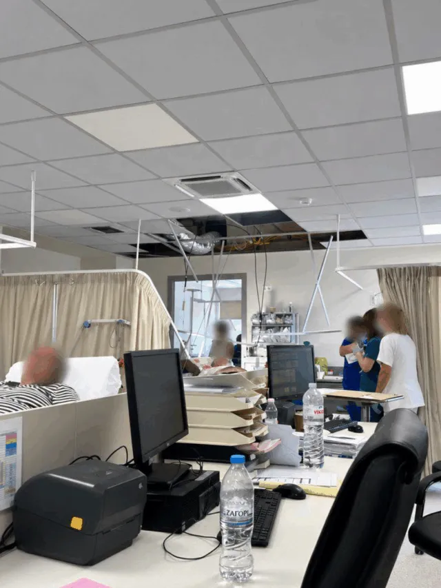 Έπεσε κομμάτι οροφής σε νοσοκομείο 1 μήνα μετά τα εγκαίνια από τον Άδωνι