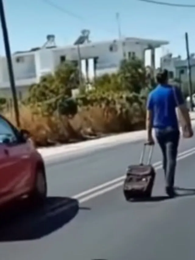 Τύπος στη Ρόδο λάλησε, βγήκε χαλαρός στη μέση του δρόμου με τη βαλίτσα του