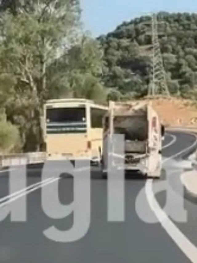Λακωνία:  ΚΤΕΛ κερνάει Δημόσιος Κίνδυνος προσπέραση σε σκουπιδιάρικο